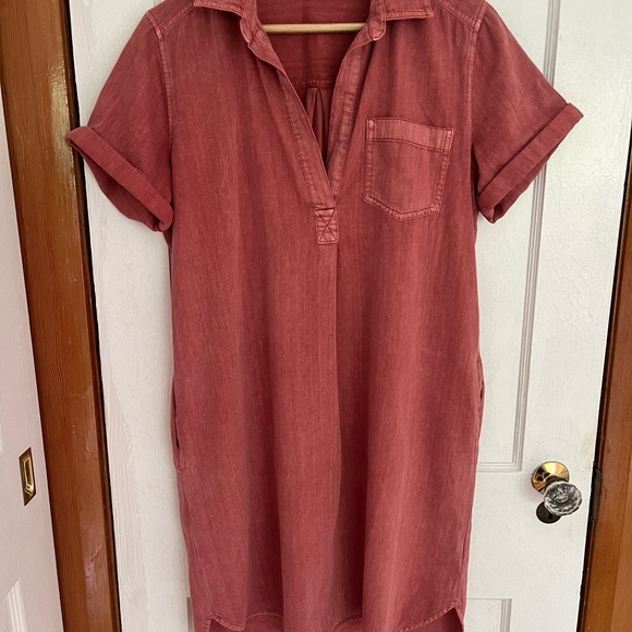 Gap Denim Popover Shirt Dress in Earthenware Red - Picture 2 of 9